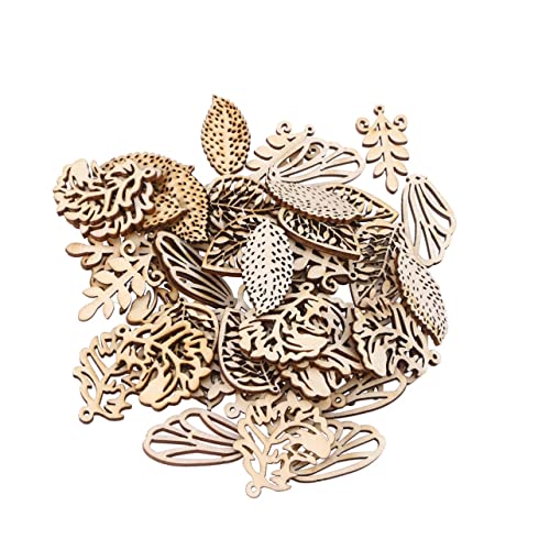 COHEALI 50pcs Wooden Gift Tag Unfinished Wood Shapes Wood Cutouts to Paint Wooden Craft Shapes Wood Cutouts for Crafts Wood Cutout Shapes Wooden COHEALI