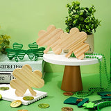 Whaline 8Pcs St. Patrick's Day Wooden Cutouts Unfinished Shamrock Shaped Table Signs Blank Shamrock Pine Wood Slice DIY Shamrock Tiered Tray Decor Whaline