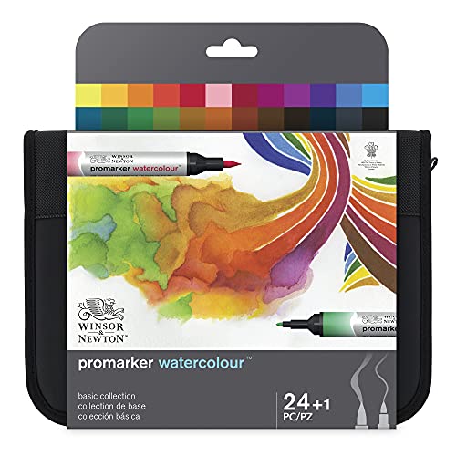 Winsor & Newton ProMarker Brush Set, 24 Count, Basic Collection - WoodArtSupply