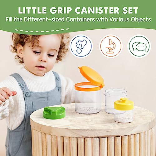 Tiny Land Montessori Toy Set for Babies 10-12 Months - 5-in-1 Wooden Learning Toys with Peg Drop Box, Rocking Stacker, Egg Cup, Canister Set, and Tiny Land