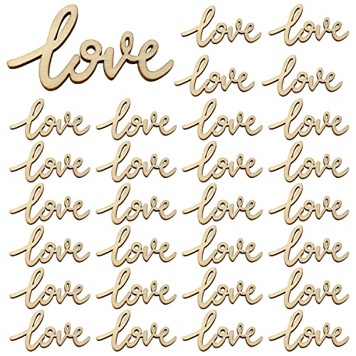 Honbay 40PCS Unfinished Love Wood Slices Blank Wooden Embellishments Gift Ornaments for Home Wedding Birthday Party Valentine's Day Decoration
