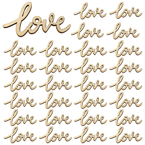 Honbay 40PCS Unfinished Love Wood Slices Blank Wooden Embellishments Gift Ornaments for Home Wedding Birthday Party Valentine's Day Decoration HONBAY
