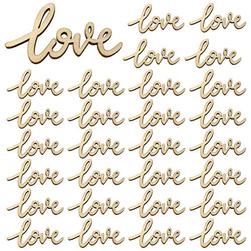 Honbay 40PCS Unfinished Love Wood Slices Blank Wooden Embellishments Gift Ornaments for Home Wedding Birthday Party Valentine's Day Decoration - WoodArtSupply