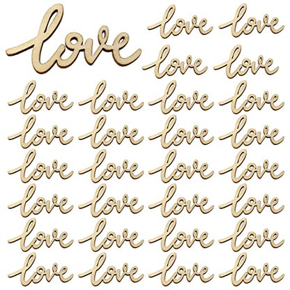 Honbay 40PCS Unfinished Love Wood Slices Blank Wooden Embellishments Gift Ornaments for Home Wedding Birthday Party Valentine's Day Decoration