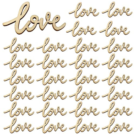 Honbay 40PCS Unfinished Love Wood Slices Blank Wooden Embellishments Gift Ornaments for Home Wedding Birthday Party Valentine's Day Decoration HONBAY