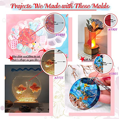 Round Coaster Resin Epoxy Silicone Molds 6-Bundle 2 Disc Circle Tray with Hole Jewelry Casting Necklace Pendant Keychain Charms