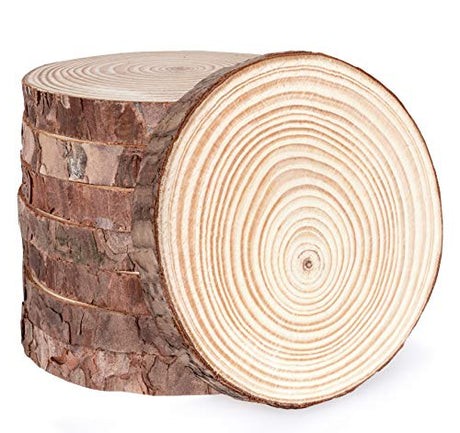 Lemonfilter Natural Wood Slices 12 Pcs 5.1-5.5 Inches Craft Wood Kit Wooden Circles Unfinished Log Wooden Rounds for Arts Crafts Wedding Christmas Lemonfilter
