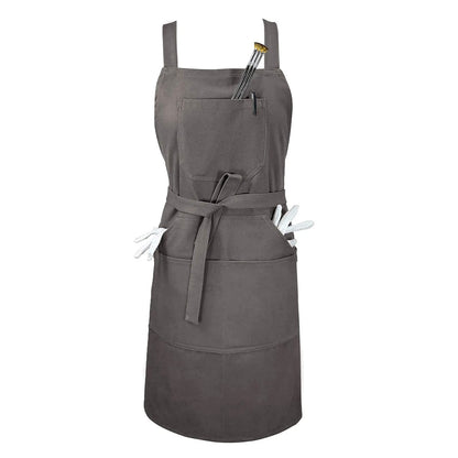 Sturdy Thick Professional Artist Apron, Cross Back + Fasten/Quick Release Buckle + 6 Pockets with 1 Zipper Pocket + 2 Towel Loops For Artist Kitchen,