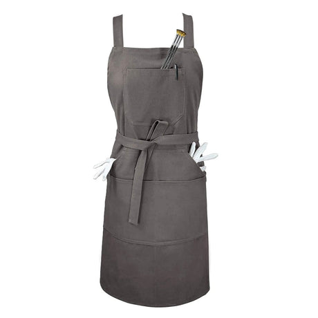 Sturdy Thick Professional Artist Apron, Cross Back + Fasten/Quick Release Buckle + 6 Pockets with 1 Zipper Pocket + 2 Towel Loops For Artist Kitchen, Aiden Brothers