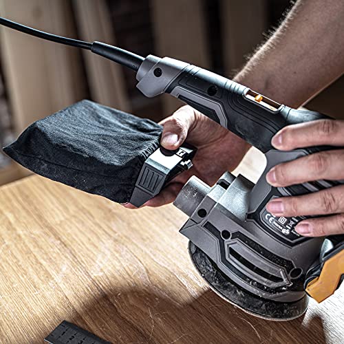 3.8A(450W) Orbital Sander, Jellas 6 Variable Speeds Double Handle Random Orbit Sander, 5-Inch Electric Sander with 18pcs Sandpapers, Dust Collector, Jellas