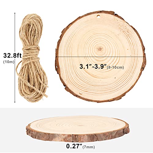 Falling in Art 3.1-4 Inches Natural Wood Slices Set for Crafts - 25Pcs Round Wood Discs with Pre-drilled Hole for DIY Projects, Christmas Ornaments Falling in Art