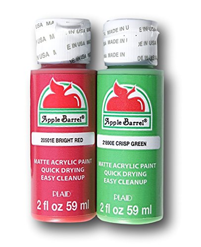 Apple Barrel Acrylic Paint Classic Christmas Set - Bright Red and Crisp Green (2 Ounces Each)