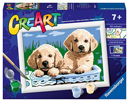 Ravensburger CreArt Cute Puppies Paint by Numbers Kit for Kids - Painting Arts and Crafts for Ages 7 and Up, 24 x 18 cm - WoodArtSupply