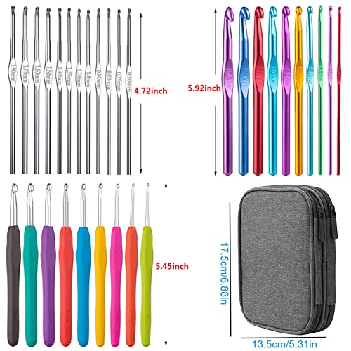 Weabetfu 102pcs Crochet Hooks Set Crochet Hook Kit with Case Ergonomic Crochet Needles for Arthritic Hands and Crochet Accessories Complete Crochet Weabetfu