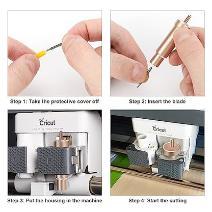 Premium Deep Cut Housing and Blades, karmiero Fine Point Cut Housing + 5Pcs Deep Point Blades, Cutting Thick Materials for Cricut Maker and Explore - WoodArtSupply