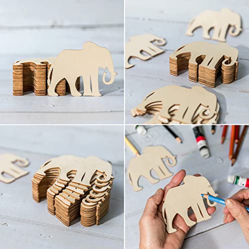Elephant Wooden DIY Crafts Cutouts Wooden Blank Elephant Wood Wall Art Unfinished Ornaments for Christmas Wedding Birthday Party Decoration 20Pcs. Zontween