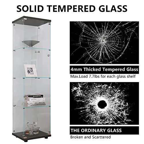 Yoluckea 4-Tier Glass Display Cabinet with Doors - Versatile Curio & Bookshelf for Home and Office Yoluckea