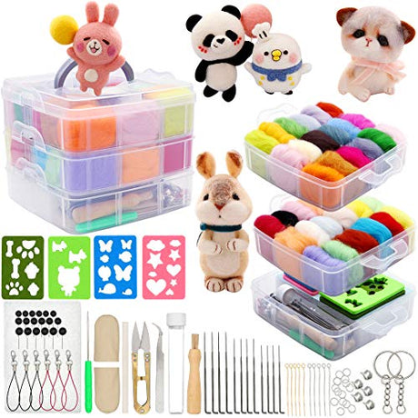Needle Felting Kit 109 Pieces Set, Wool Roving 36 Colors with Complete Felt Tools and Storage Box Needle Felting Starter Kit for DIY Craft Animal West Bay
