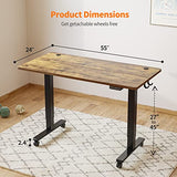 Cubiker 55 x 24 Inch Standing Desk, Stand up Height Adjustable Home Office Electric Table, Sit Stand Desk with Splice Board, Black Frame & Rustic Cubiker