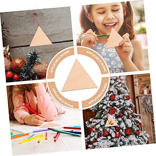 VILLFUL 60pcs Triangular Wood Chips Wooden Shapes for Crafts Unfinished Wooden Triangular Slices Triangles Wood Shapes Wooden Gift Tag Unfinished VILLFUL