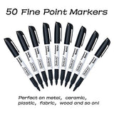 Shuttle Art Permanent Markers, 50 Pack Black Permanent Marker set,Fine Point, Works on Plastic,Wood,Stone,Metal and Glass for Doodling, Marking Shuttle Art