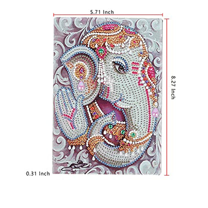 5D Diamond Painting Notebook Kits Animal Elephant Cover Leather DIY Special Shaped Journal Sketchbook Cross Stitch Diamond Art Hardcover Dairy Book