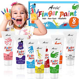 AROIC 8PCS Washable Finger Paint for Kids, Non-Toxic Finger Paint 8Colors, Art Painting Supplies for Toddlers, Finger Painting Supplies for Kids Boys AROIC