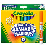 Crayola Broad Line Markers (12 Count), Washable Markers for Kids, Assorted, Great for Classrooms & School Supplies, Ages 3+ Crayola