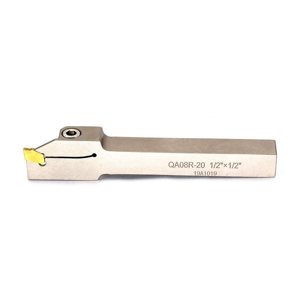 OSCARBIDE 1/2" Shank Nickel Plated Indexable Lathe Grooving Parting Holder Heavy Duty with 10 Pieces GTN-2(QC1402) Carbide Inserts QA08R-20 Right OSCARBIDE