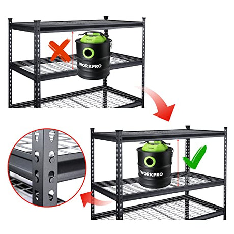 WORKPRO 5-Tier Metal Shelving Unit, 48”W x 24”D x 72”H, Heavy Duty Adjustable Storage Rack, 4000 lbs Load Capacity (Total), for Garage, Basement, WORKPRO