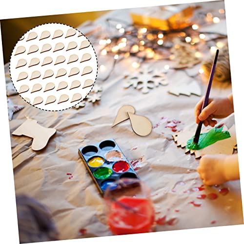 Gogogmee 50pcs Woodsy Decor Nativity Decor Christmas Decorations Teardrop Earrings Xmas Gifts Water Drop Shape Wood Piece Wood DIY Chip DIY Craft Gogogmee