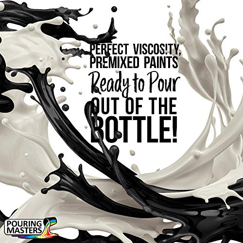 POURING MASTERS Jet Black Acrylic Ready to Pour Pouring Paint - Premium 32-Ounce Pre-Mixed Water-Based - for Canvas, Wood, Paper, Crafts, Tile, Rocks - WoodArtSupply