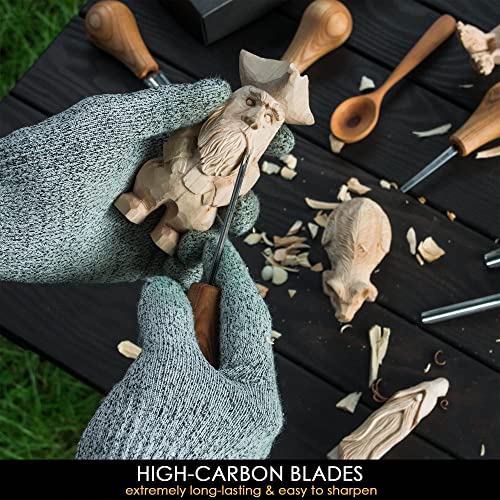 BeaverCraft Wood Carving Tools SC05 Wood Carving Kit Wood Carving Set Wood Carving Knife Woodcarving Tools Wood Carving Palm Gouges Wood Chisels BeaverCraft