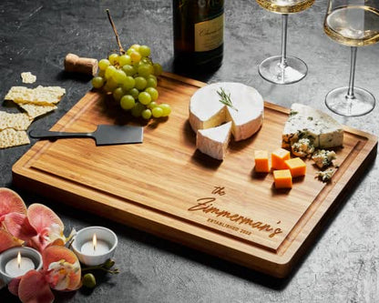 Personalized Cutting Board, Custom Bamboo Engraved Charcuterie Boards - Best Present for Wedding, Bridal Shower, Engagement, Anniversary, - WoodArtSupply