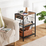 HOOBRO Industrial Printer Stand, 3-Tier Mobile Printer Table, Rolling Cart with Power Outlets and USB Ports, Home Printer Stand with 2 Hooks, for HOOBRO