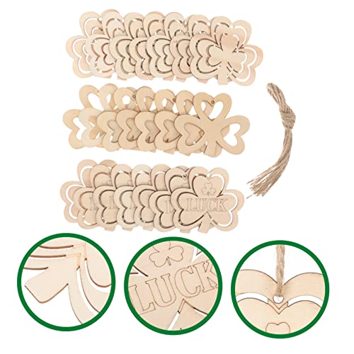 30pcs Small Pendant Ireland Ornament Present Labels Present Ornaments Leaf Wood Slices St Patricks Day Cutout Shamrock Pendants DIY Shamrocks Cutouts PRETYZOOM