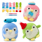UOOU 3 Pack Crochet Kit, Penguin Crochet Kit for Beginners with Easy Yarn, Step-by-Step Video Tutorials, Complete Crochet Animal Kit, Knitting Kit UOOU