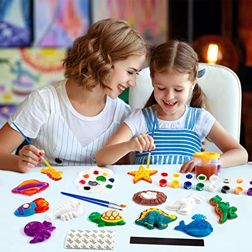  Juboury Kids Arts and Crafts Plaster Painting Craft Kit Art Set  - Painting Your Own Space Dinosaurs & Marine Life Figurines - Ceramic  Painting Kit for Kids, Girls, Boys, Toddlers 