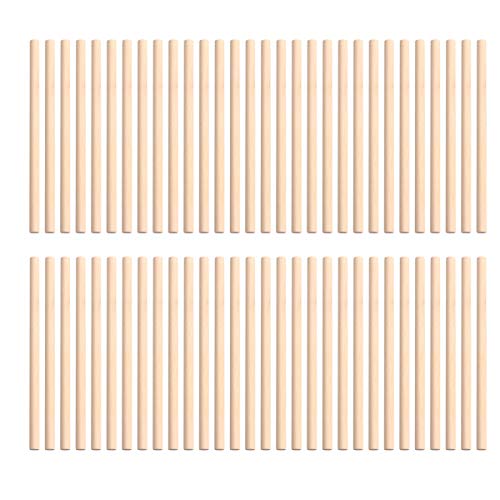 TOYANDONA 100pcs Wooden Dowel Rods, 4 x 1/5 Inch Unfinished Natural Wood Dowel Sticks for Crafts and DIY - WoodArtSupply