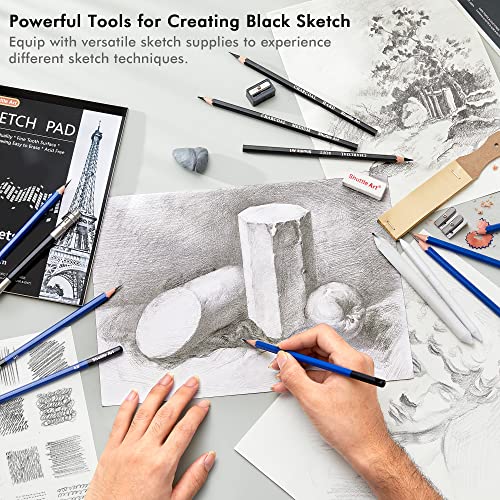 Shuttle Art Professional Drawing Kit, 123 Pieces of Drawing Pencils Set Includes Colouring Pencils, Watercolor, Charcoal, Graphite and Sketch, Ideal - WoodArtSupply