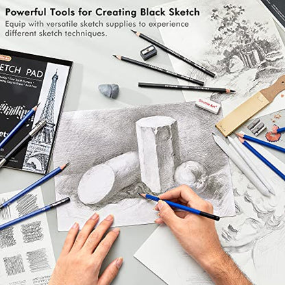 Shuttle Art Professional Drawing Kit, 123 Pieces of Drawing Pencils Set Includes Colouring Pencils, Watercolor, Charcoal, Graphite and Sketch, Ideal - WoodArtSupply