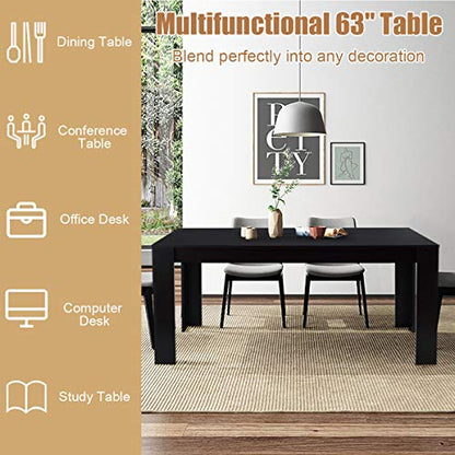 Giantex Dining Table for 6, Wood Rectangular Table, 63" L x 31.5" W x 30" H Large Farmhouse Center Table, Home Furniture Kitchen Table, Modern Dining
