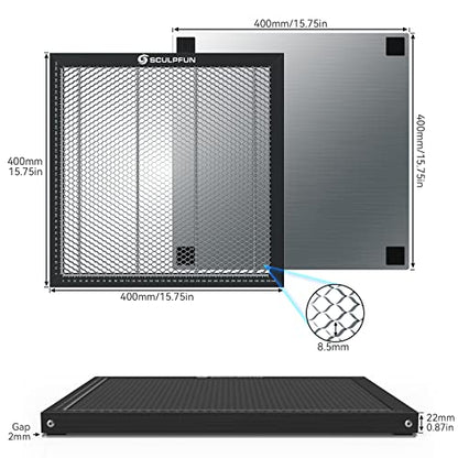 SCULPFUN Honeycomb Working Table, Hoenycomb Laser Bed for CO2 Diode Laser Engraver Cutting Machine, for Easily Observation and Table Protection, - WoodArtSupply