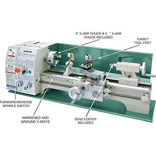 Grizzly G0602 Bench Top Metal Lathe, 10 x 22-Inch - WoodArtSupply