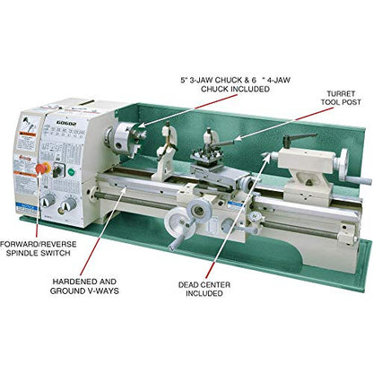 Grizzly G0602 Bench Top Metal Lathe, 10 x 22-Inch - WoodArtSupply