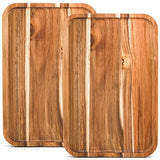 YOUEON Set of 2 Acacia Wood Serving Tray with Raised Lip, 14.2 x 9.5 Inch Rectangular Serving Tray, Appetizer Cheese Plate, Sandwich Dessert Trays, Youeon