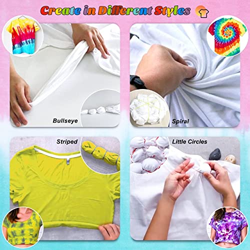 DIY Tie Dye Kits, Emooqi 32 Colours All-in-1 Tie Dye Set Contain 32 Bag Pigments, Rubber Bands, Gloves, Sealed Bag，Apron and Table Covers for Craft Emooqi