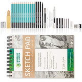 Norberg & Linden XL Drawing Set - Sketching, Graphite and Charcoal Pencils. Includes 100 Page Drawing Pad, Kneaded Eraser, Blending Stump. Art Kit Norberg & Linden