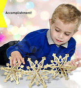 Puzzled 3D Puzzle Snowflake Ornaments Wood Craft Construction Model Kit, Fun & Educational DIY Wooden Toy Assemble Unfinished Crafting Hobby Puzzle Puzzled