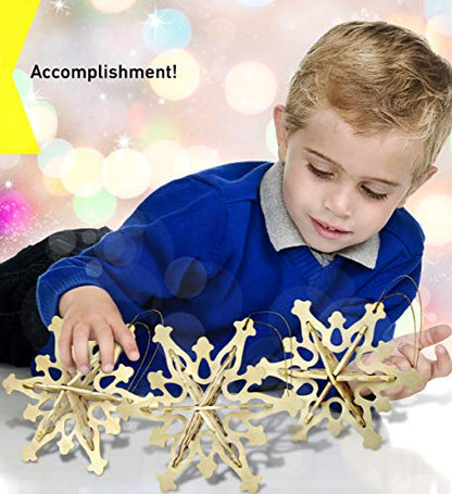 Puzzled 3D Puzzle Snowflake Ornaments Wood Craft Construction Model Kit, Fun & Educational DIY Wooden Toy Assemble Unfinished Crafting Hobby Puzzle - WoodArtSupply